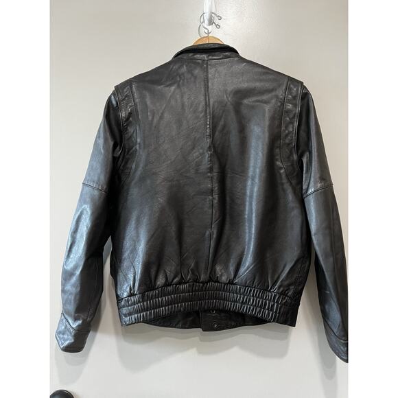 Campus Vintage dark Chocolate brown bomber leather jacket aviator Military Sz 40 - Picture 2 of 9